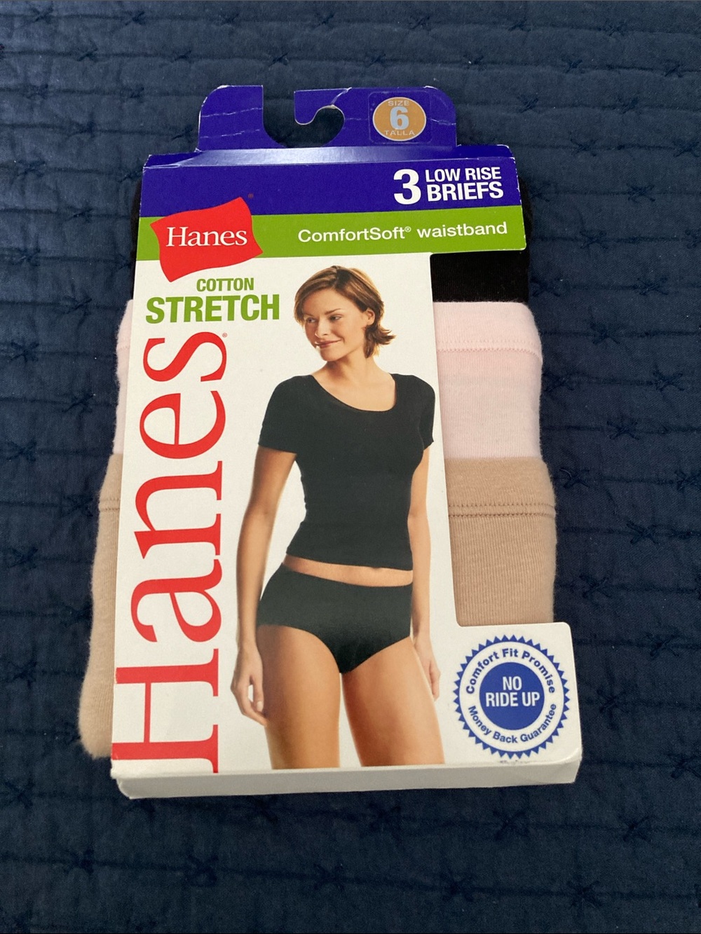 Hanes Cotton Stretch 3-Pack Low Rise Briefs - Black, Pink, Beige